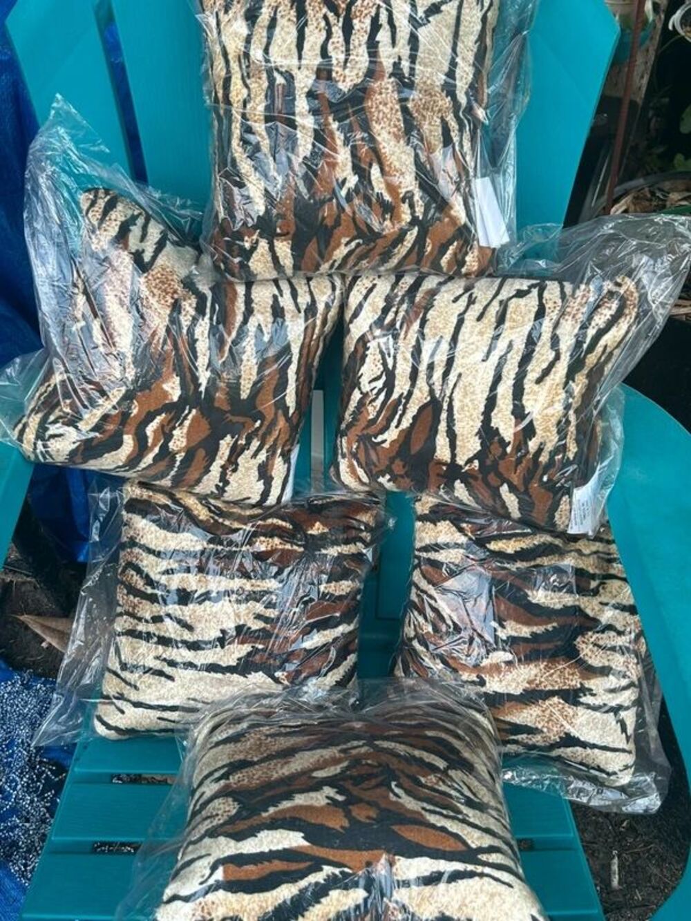 TIGER Animal Striped Lot of 6 Square Decorative Throw Accent Pillow 10” x 10”
